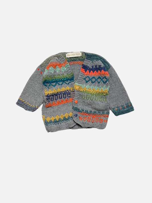 Image of HAND-KNITTED COTTON CARDIGAN 2-3Y in Y (gray)