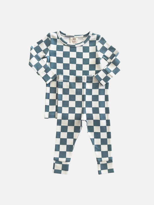 Image of CHECKERBOARD PJ SET in Blueberry