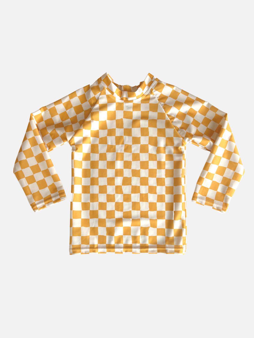 YELLOW CHECK RASH GUARD UPF 50+