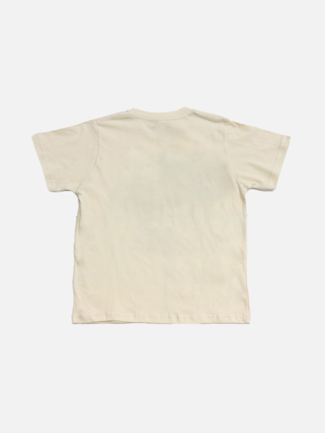 A kids' tee shirt in cream, back view