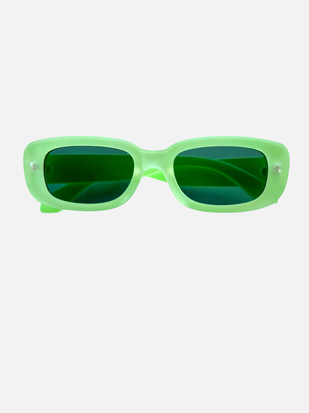 Mint Frosted | A pair of kids' sunglasses with blue lenses inside mint green frames